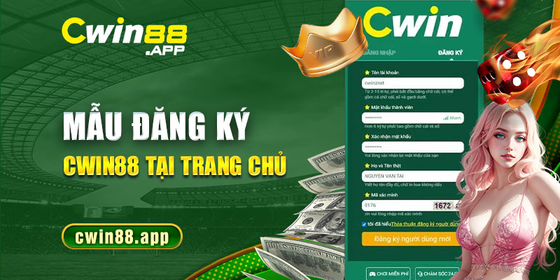 Mẫu đăng ký Cwin tại trang chủ chính thức